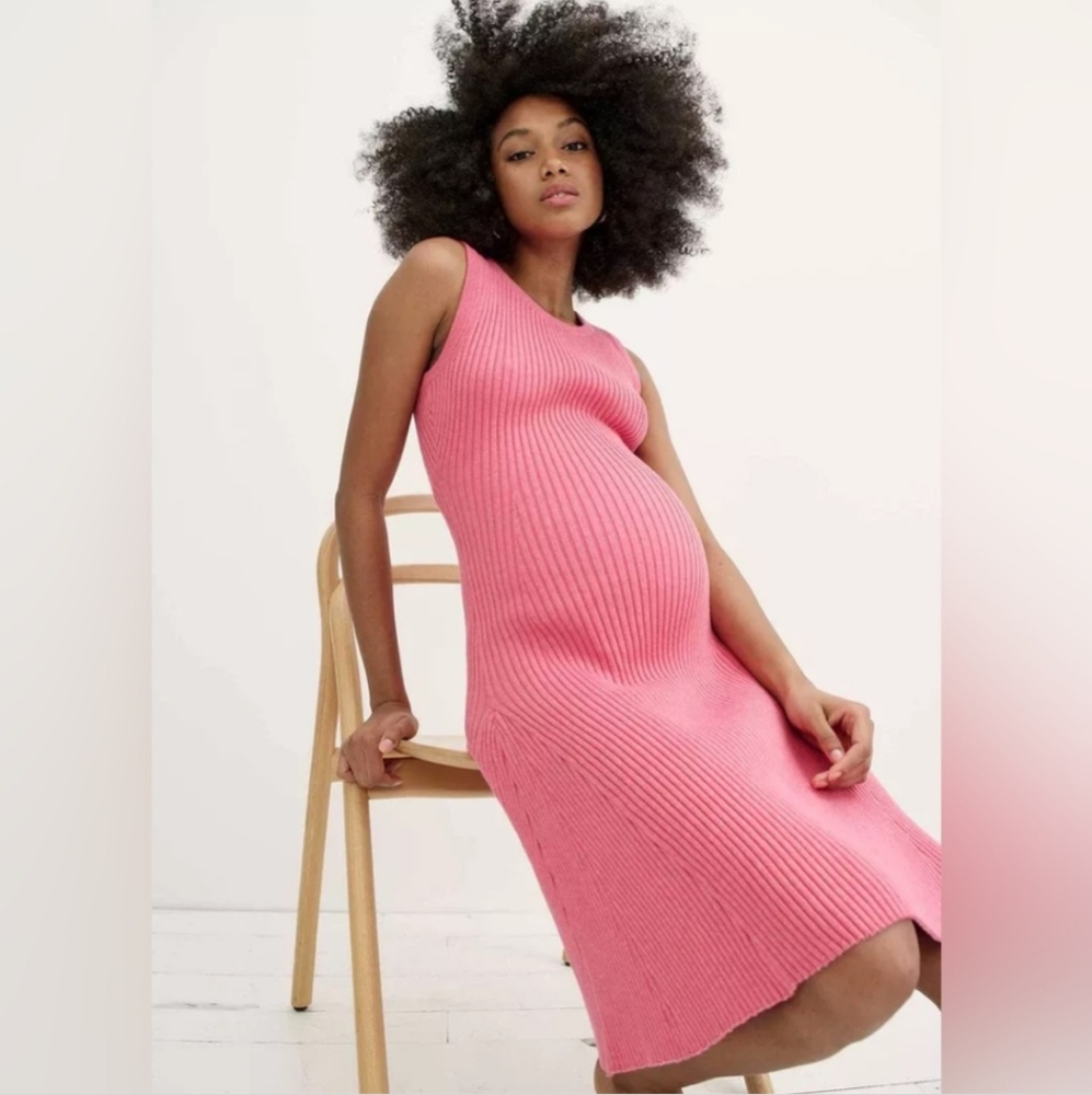 Hatch Pink Ribbed Maternity Dress